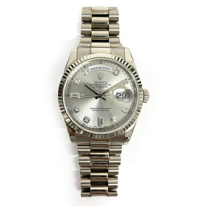 Rolex Day-Date 36mm Silver Diamond Dial 118239