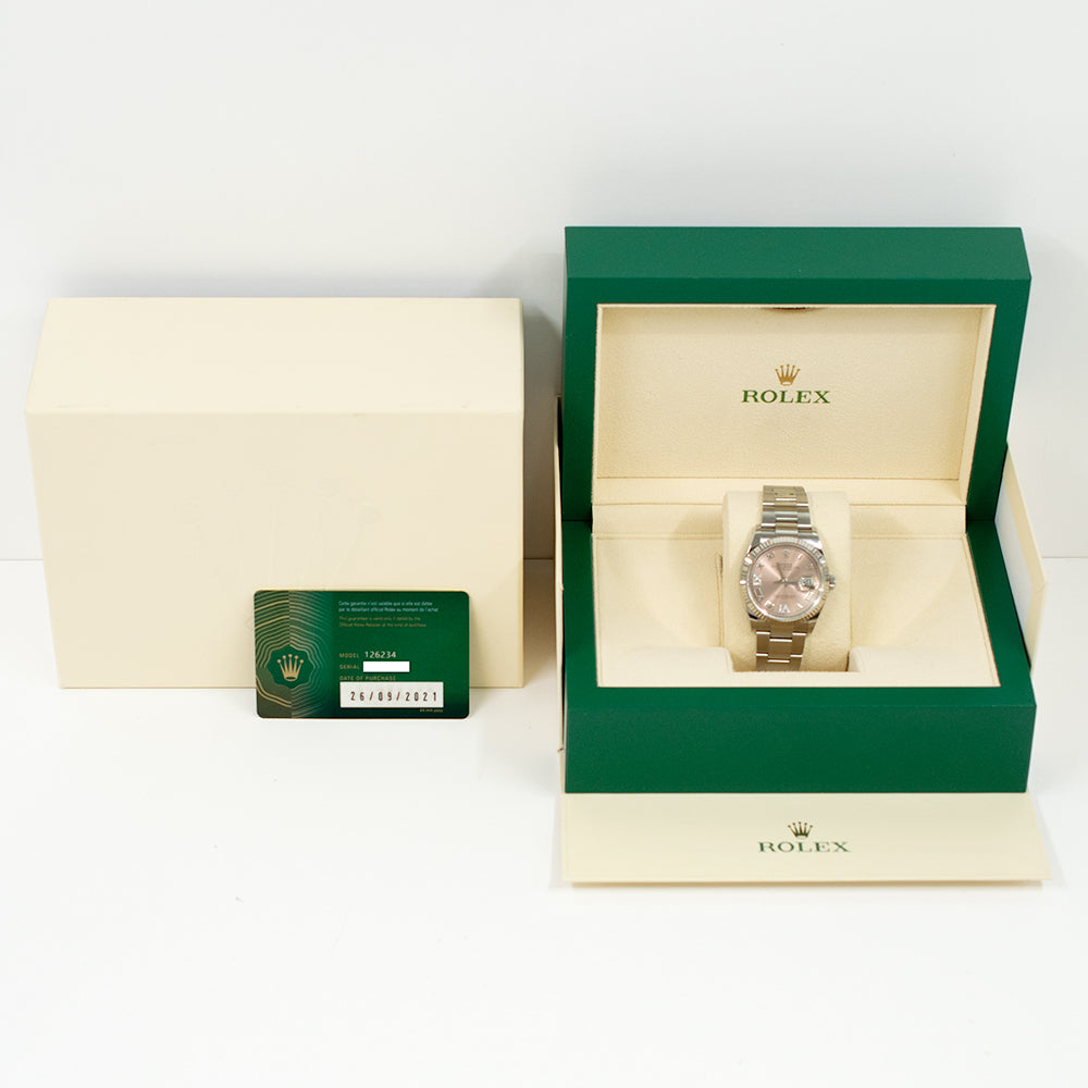 Rolex Datejust 36mm Pink "VI & IX" Diamond Dial 126234 (2021)
