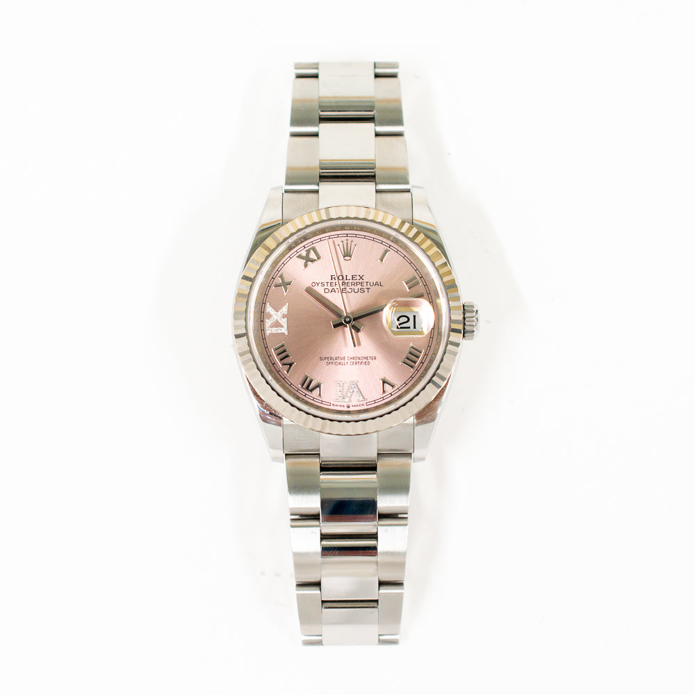 Rolex Datejust 36mm Pink "VI & IX" Diamond Dial 126234 (2021)