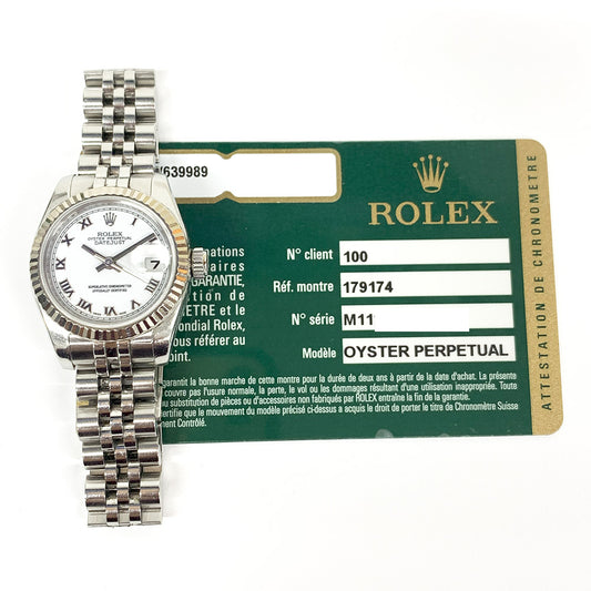 Rolex Lady-Datejust White Roman Dial 179174