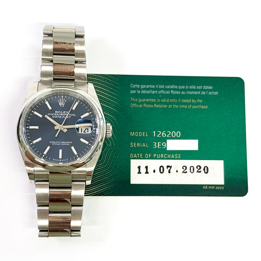 Rolex Datejust 36mm Blue Dial 126200