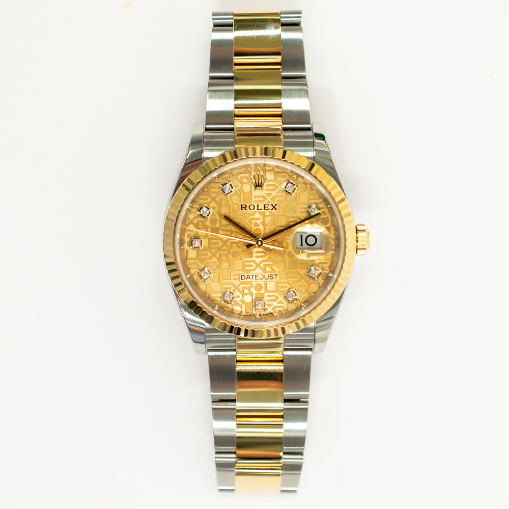 Rolex Datejust 36mm Champagne Jubilee Diamond Dial 126233G (2021)