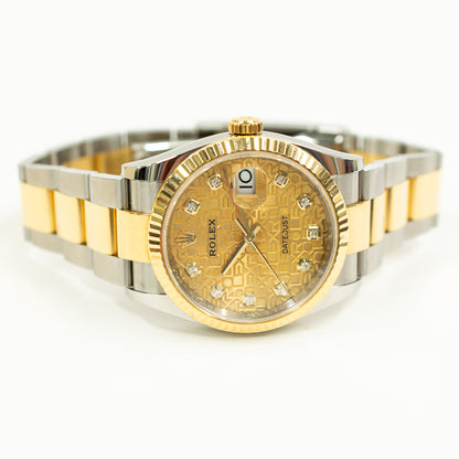 Rolex Datejust 36mm Champagne Jubilee Diamond Dial 126233G (2021)