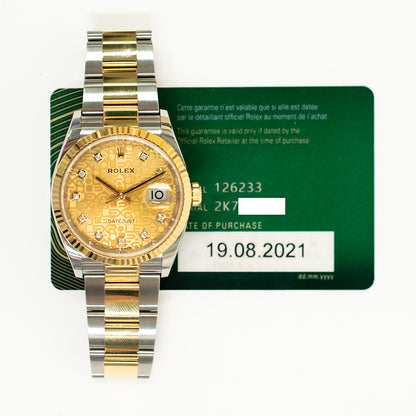 Rolex Datejust 36mm Champagne Jubilee Diamond Dial 126233G (2021)