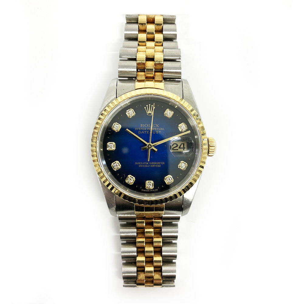 Rolex Oyster Perpetual Datejust Blue Diamond Dial 16233