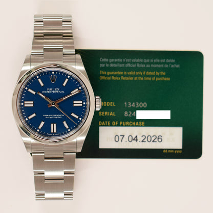 Rolex Oyster Perpetual 41mm Blue Dial 134300 (2026)