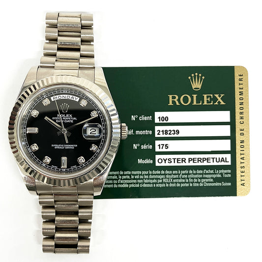 Rolex Day-Date II Black Diamond Dial 218239