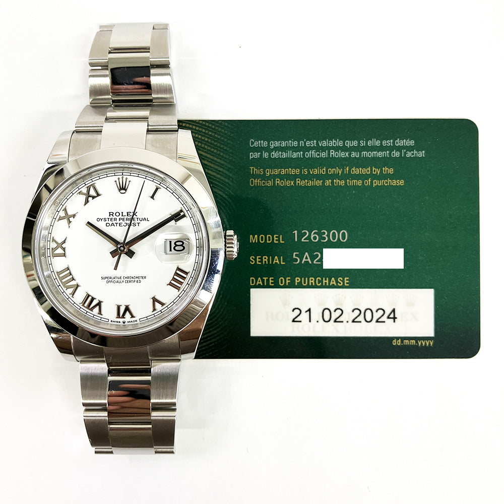 Rolex Datejust 41mm White Roman Dial 126300