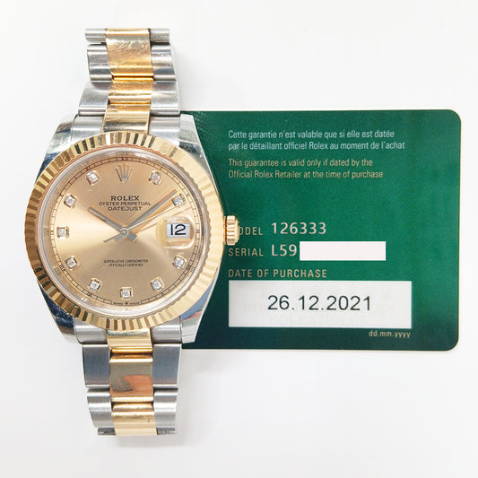 Rolex Datejust 41mm Champagne Diamond Dial 126333G (2021)