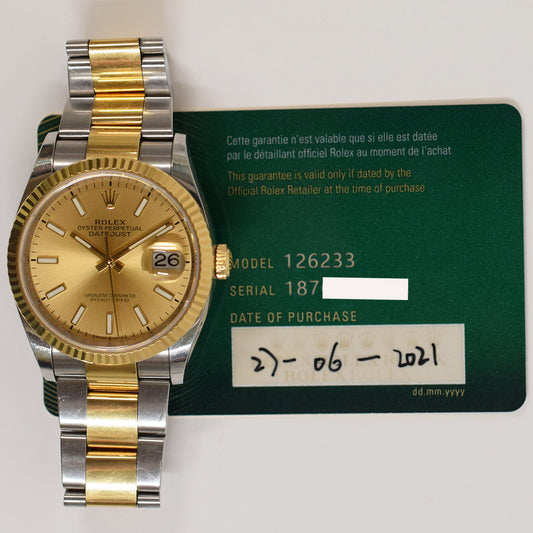 Rolex Datejust 36mm Champagne Dial 126233 (2021)
