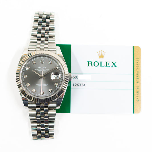 Rolex Datejust 41mm Slate Diamond Dial 126334 (2018)