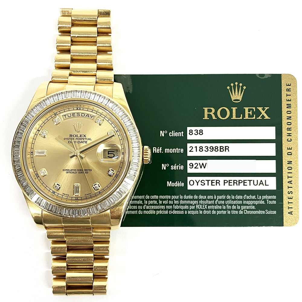 Rolex Day-Date II 40mm Champagne Diamond Dial 218398BR