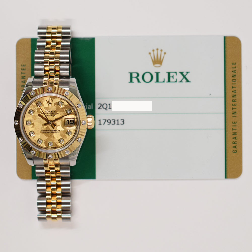 Rolex Lady-Datejust 26mm Champagne Diamond Dial 179313G (2016)