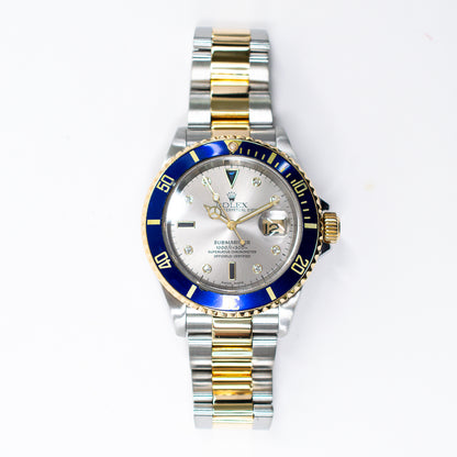 Rolex Submariber Date 40mm Silver Diamond Dial 16613SG (2004)
