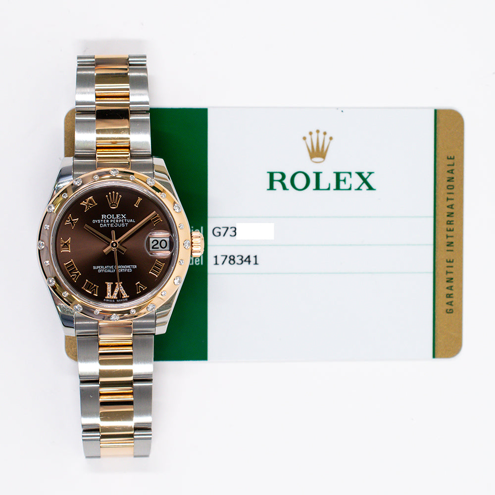 Rolex Datejust 31mm Chocolate "VI" Diamond Dial 178341 (2017)
