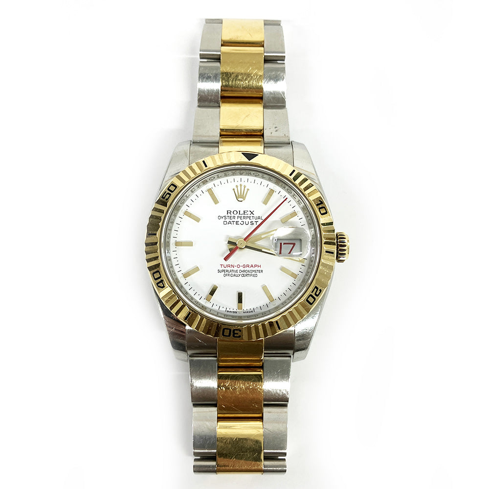 Rolex Datejust Turn-O-Graph White Dial 116263