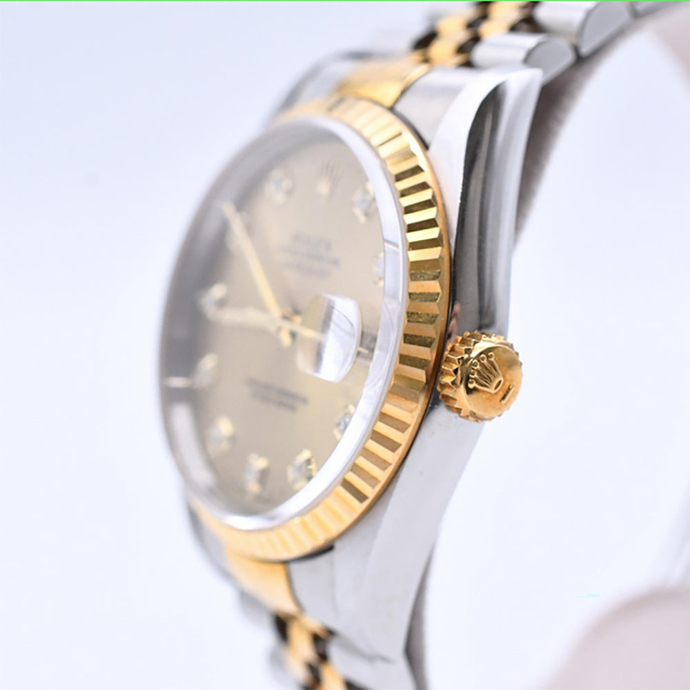 Rolex Datejust 36mm Champagne Diamond Dial 16233G (1995)