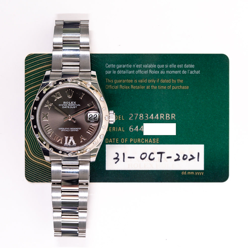 Rolex Datejust 31mm Dark Grey "VI" Diamond Dial 278344RBR (2021)