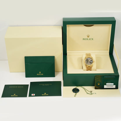 Rolex Day-Date 36mm Dark Grey Diamond Dial 128238A (2024)