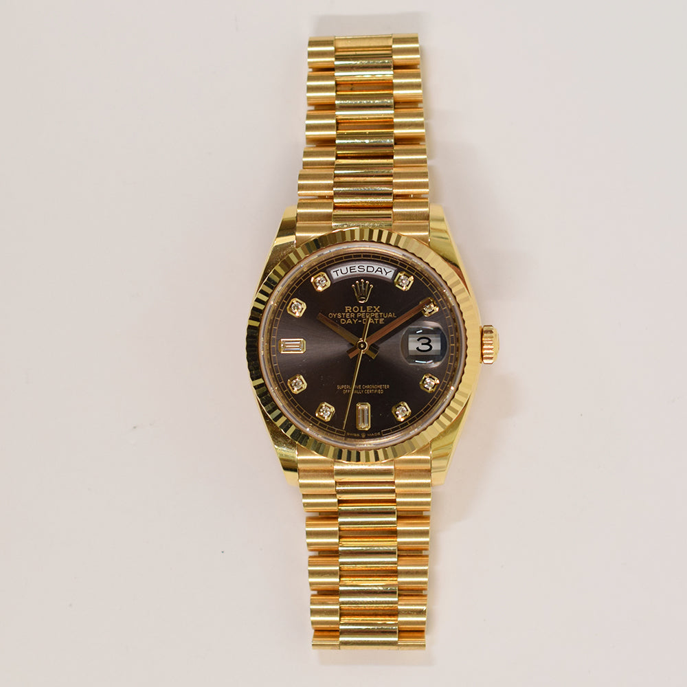 Rolex Day-Date 36mm Dark Grey Diamond Dial 128238A (2024)