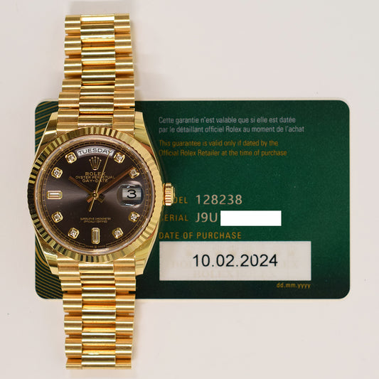 Rolex Day-Date 36mm Dark Grey Diamond Dial 128238A (2024)