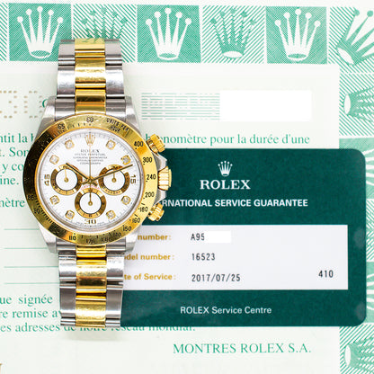Rolex Daytona 40mm White Diamond Dial 16523G (2000)