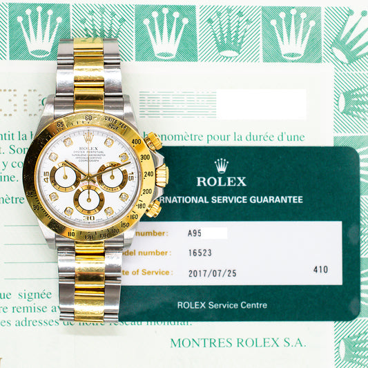 Rolex Daytona 40mm White Diamond Dial 16523G (2000)