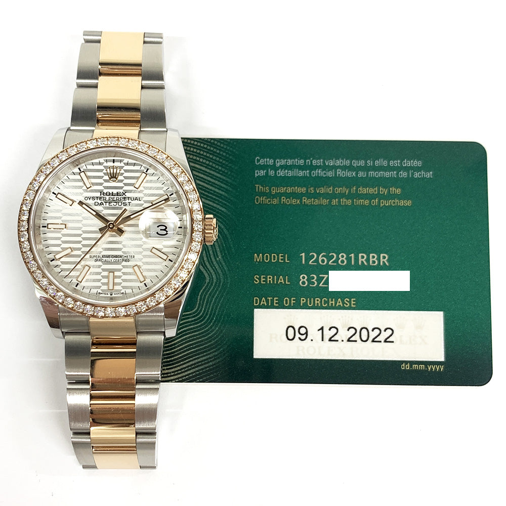 Rolex Datejust 36mm Silver Fluted Dial 126281RBR