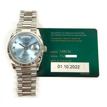 Rolex Day-Date 36mm Ice Blue Roman Dial 128236