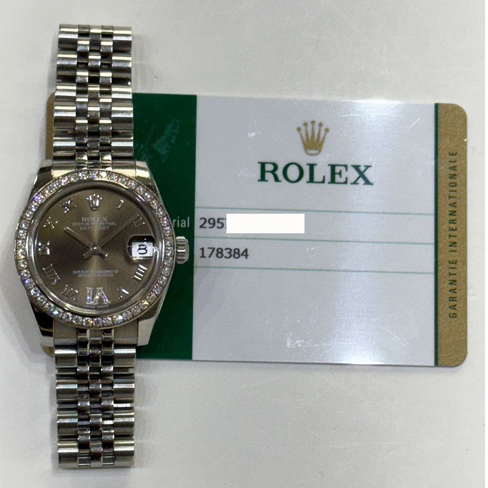 Rolex Datejust 31mm Dark Grey "VI" Diamond Dial 178384 (2015)