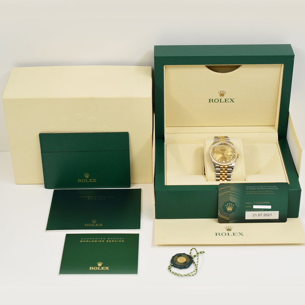 Rolex Datejust 36mm Champagne Diamond Dial 126283RBR (2021)
