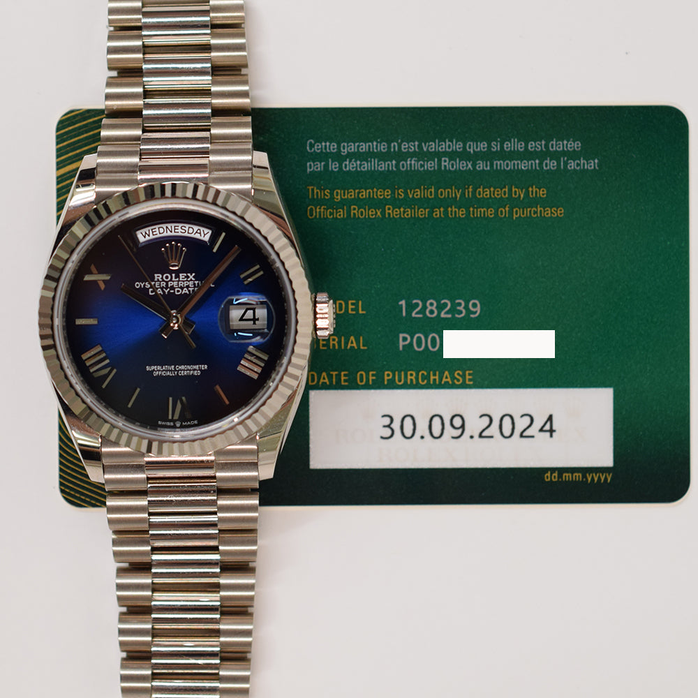 Rolex Day-Date 36mm Blue Ombre Roman Dial 128239 (2024)