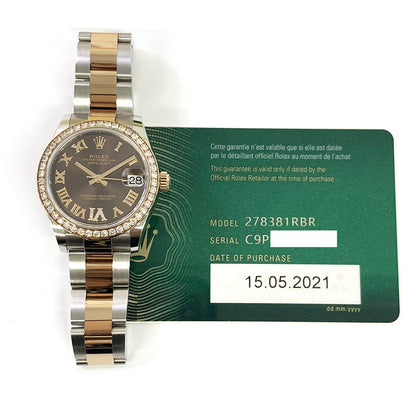 Rolex Datejust 31mm Chocolate "VI" Diamond Dial 278381RBR