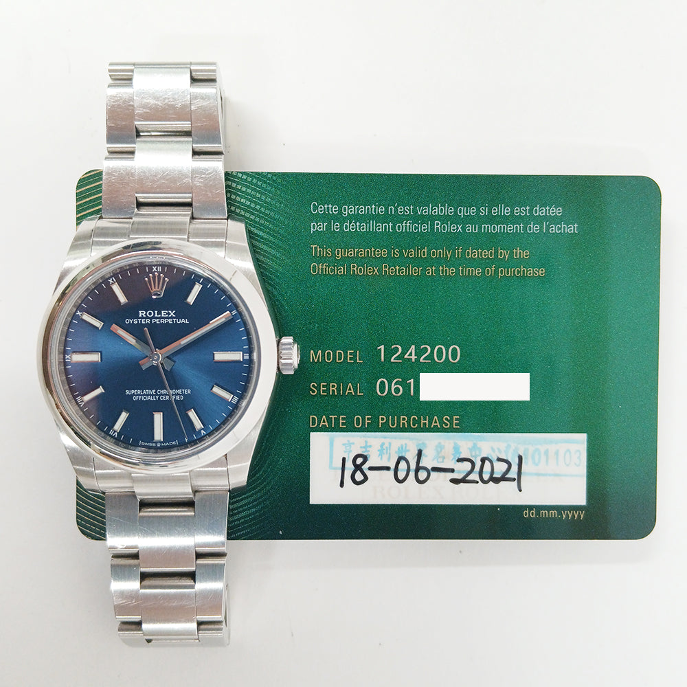 Rolex Oyster Perpetual 34mm Blue Dial 124200 (2021)