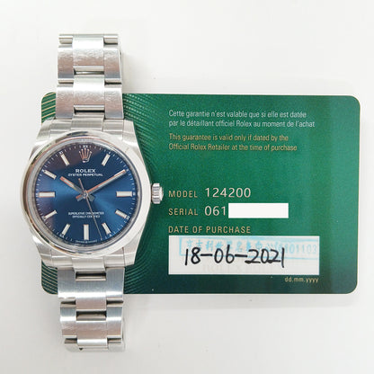 Rolex Oyster Perpetual 34mm Blue Dial 124200 (2021)