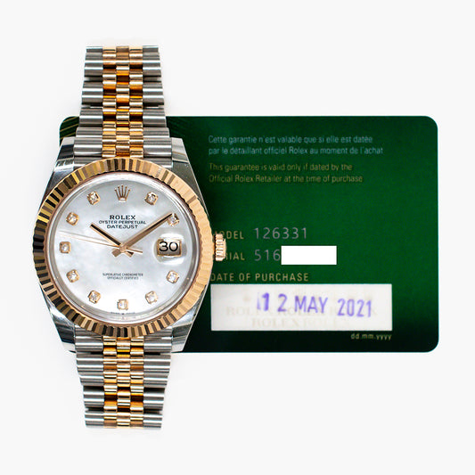 Rolex Datejust 41mm Mop Diamond Dial 126331NG (2021)