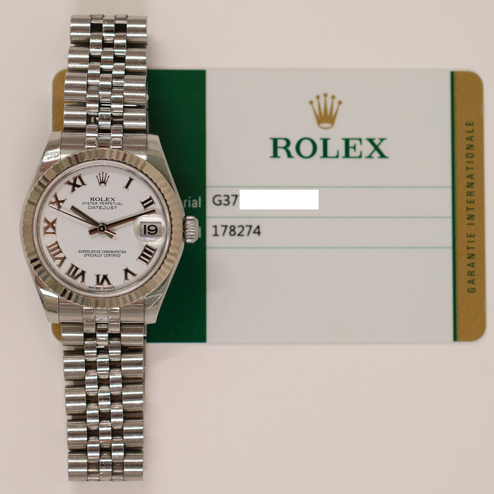Rolex Datejust 36mm White Roman Dial 178274 (2018)
