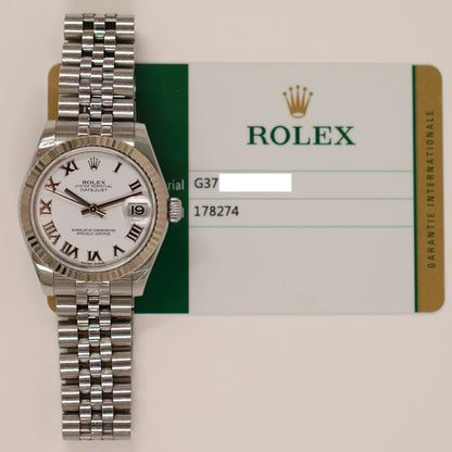 Rolex Datejust 36mm White Roman Dial 178274 (2018)