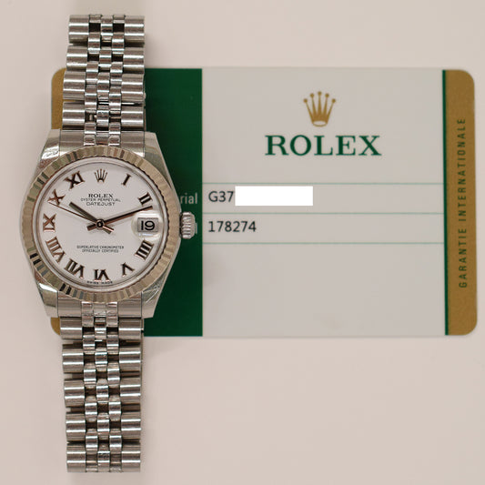 Rolex Datejust 36mm White Roman Dial 178274 (2018)