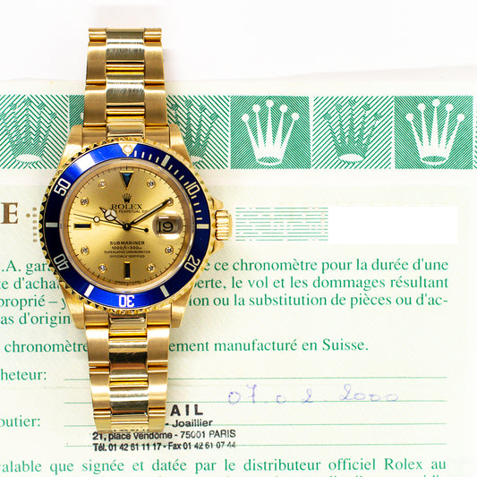 Rolex Submariner Date 40mm Champagne Diamond  Dial 16618SG (2000)