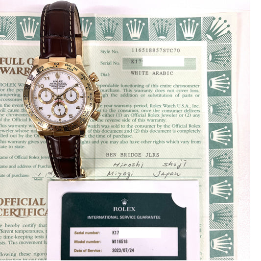 Rolex Daytona White Arabic Dial 116518