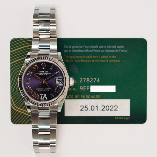 Rolex Datejust 31mm Blue VI Diamond Dial 278274 (2022)