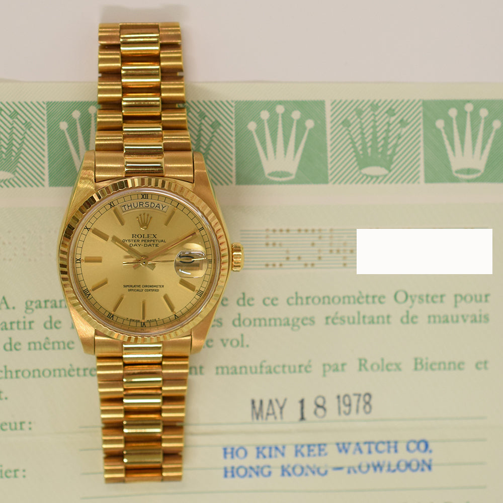 Rolex Day-Date 36mm Champagne Dial 18038 (1978)