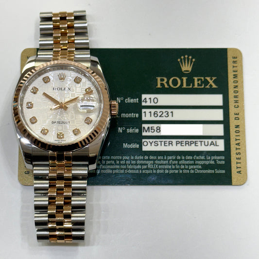 Rolex Datejust 36mm Silver Jubilee Diamond Dial 116231G (2008)