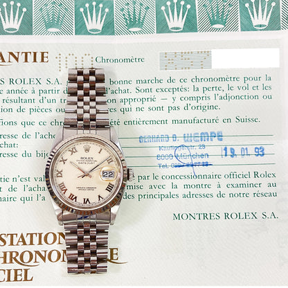 Rolex Datejust 36mm White Roman Dial 16234