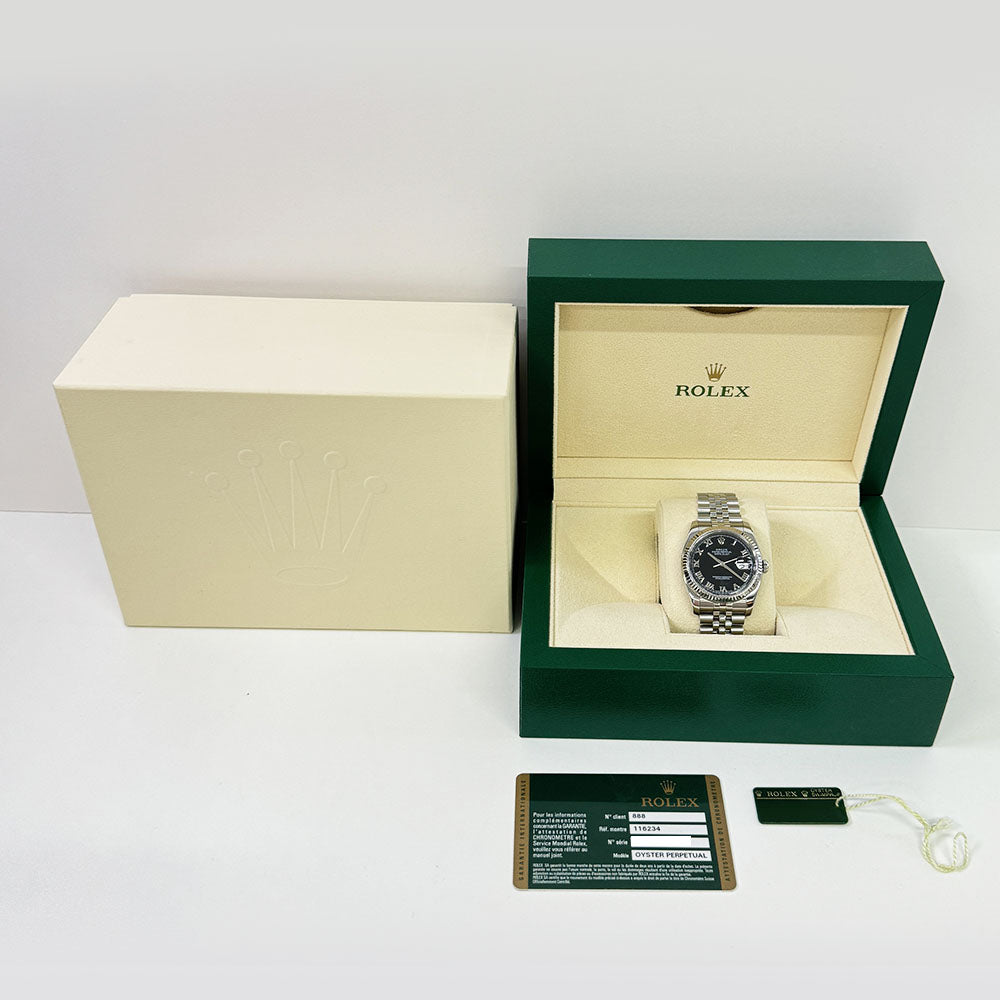 Rolex Datejust 36mm Black Roman Dial 116234