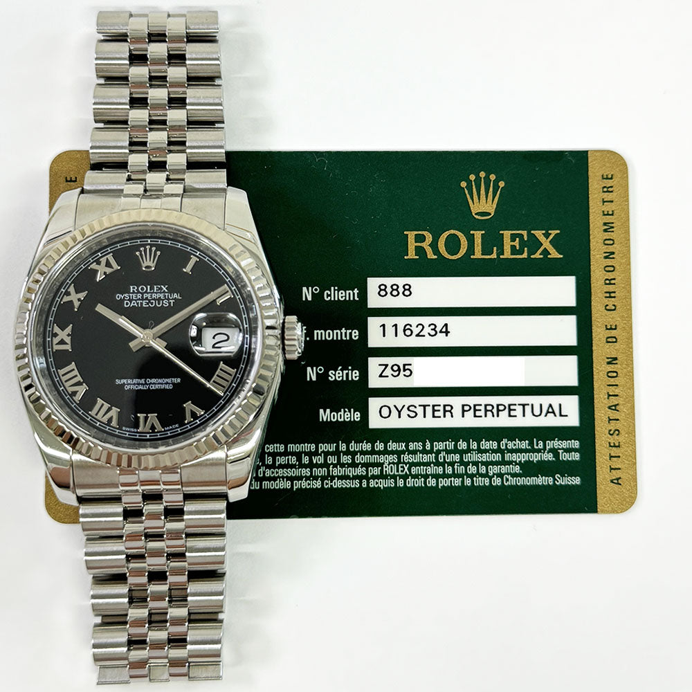 Rolex Datejust 36mm Black Roman Dial 116234