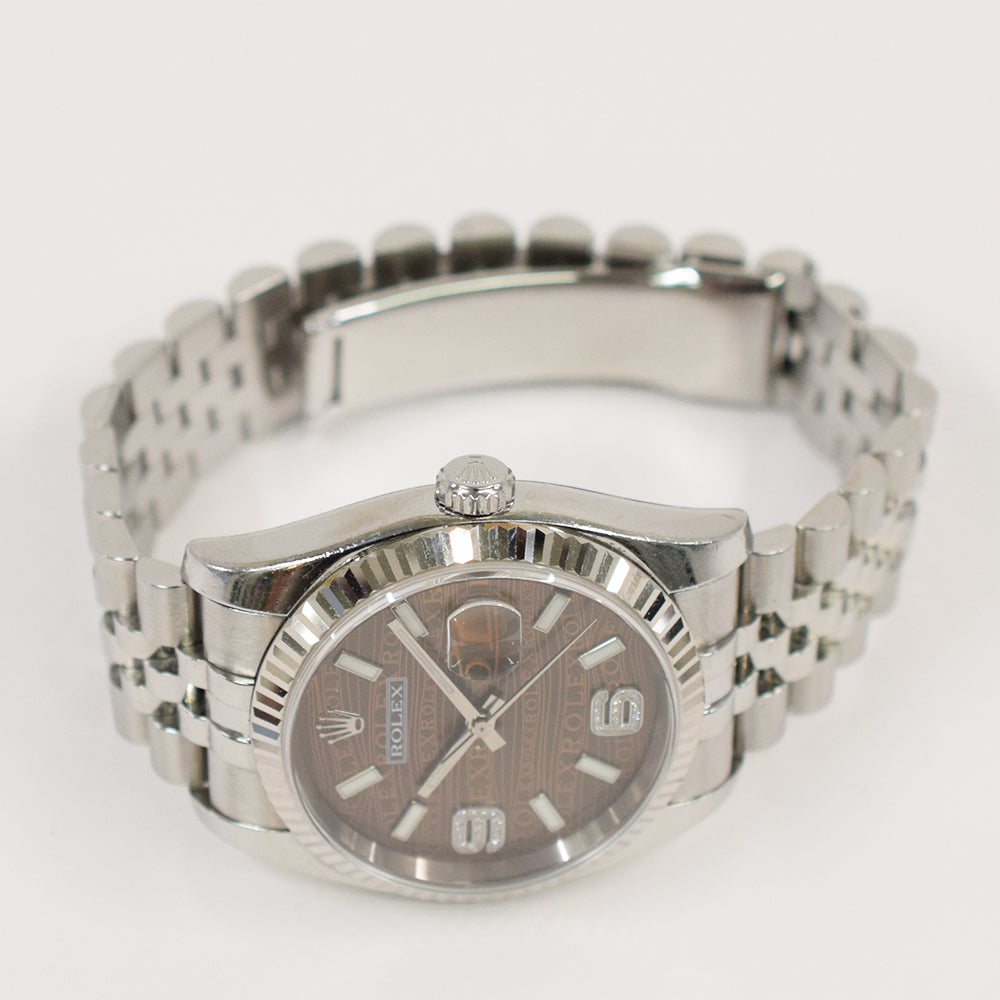 Rolex Datejust 36mm Brown Wave 6&9 Diamond Dial 116234 (2025)