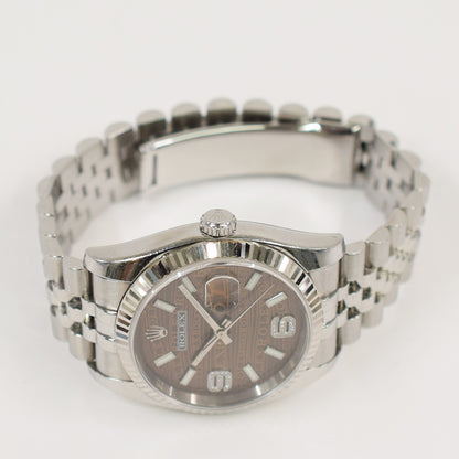 Rolex Datejust 36mm Brown Wave 6&9 Diamond Dial 116234 (2025)