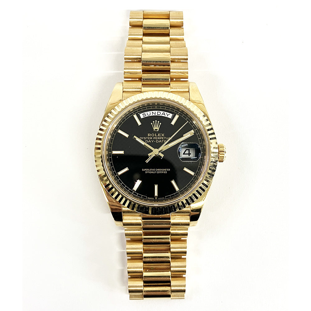 Rolex Day-Date 40mm Black Diagonal Motif Dial 228238